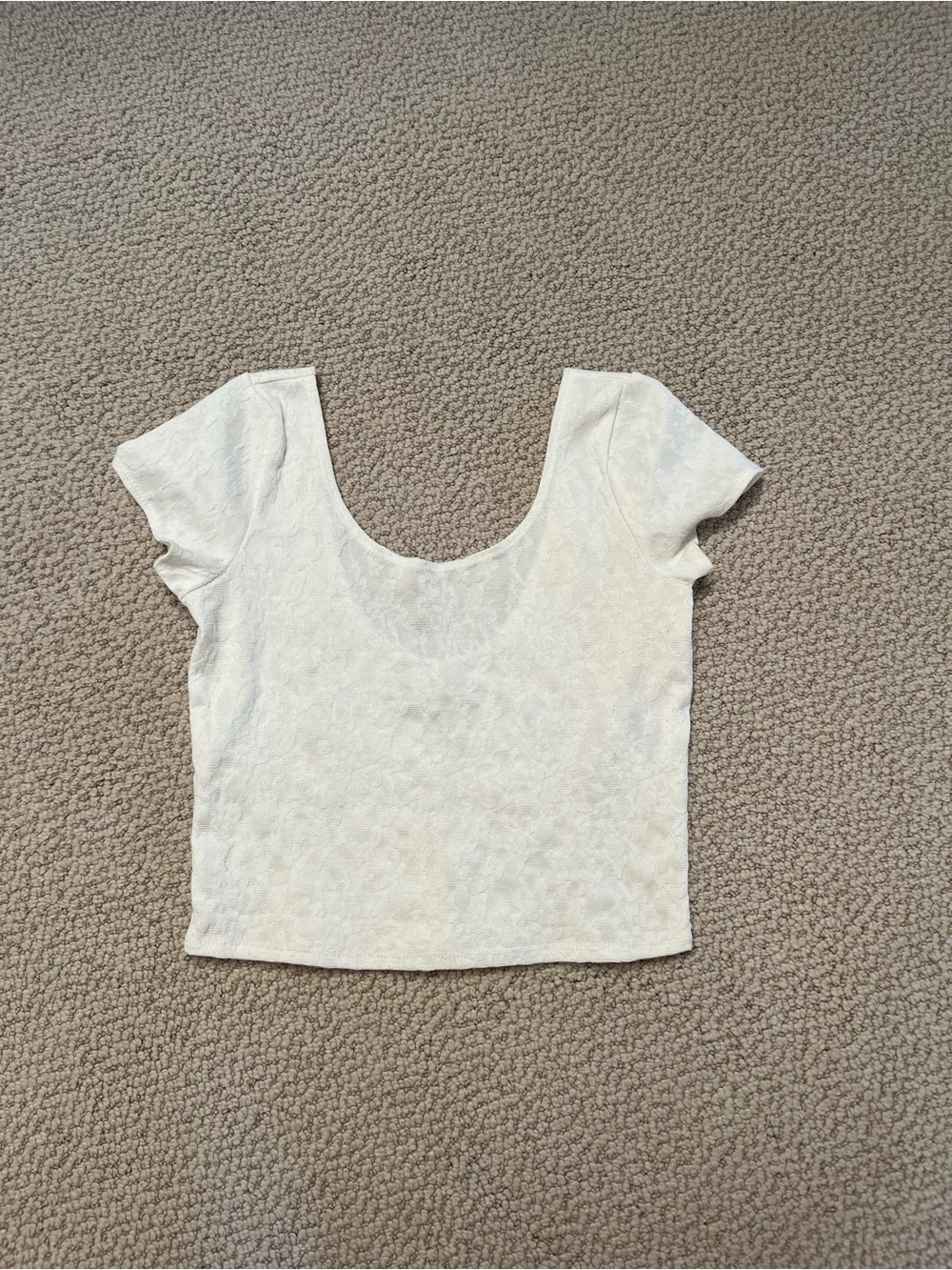 Abercrombie & Fitch White Scoop Neck Short Sleeve Crop Top